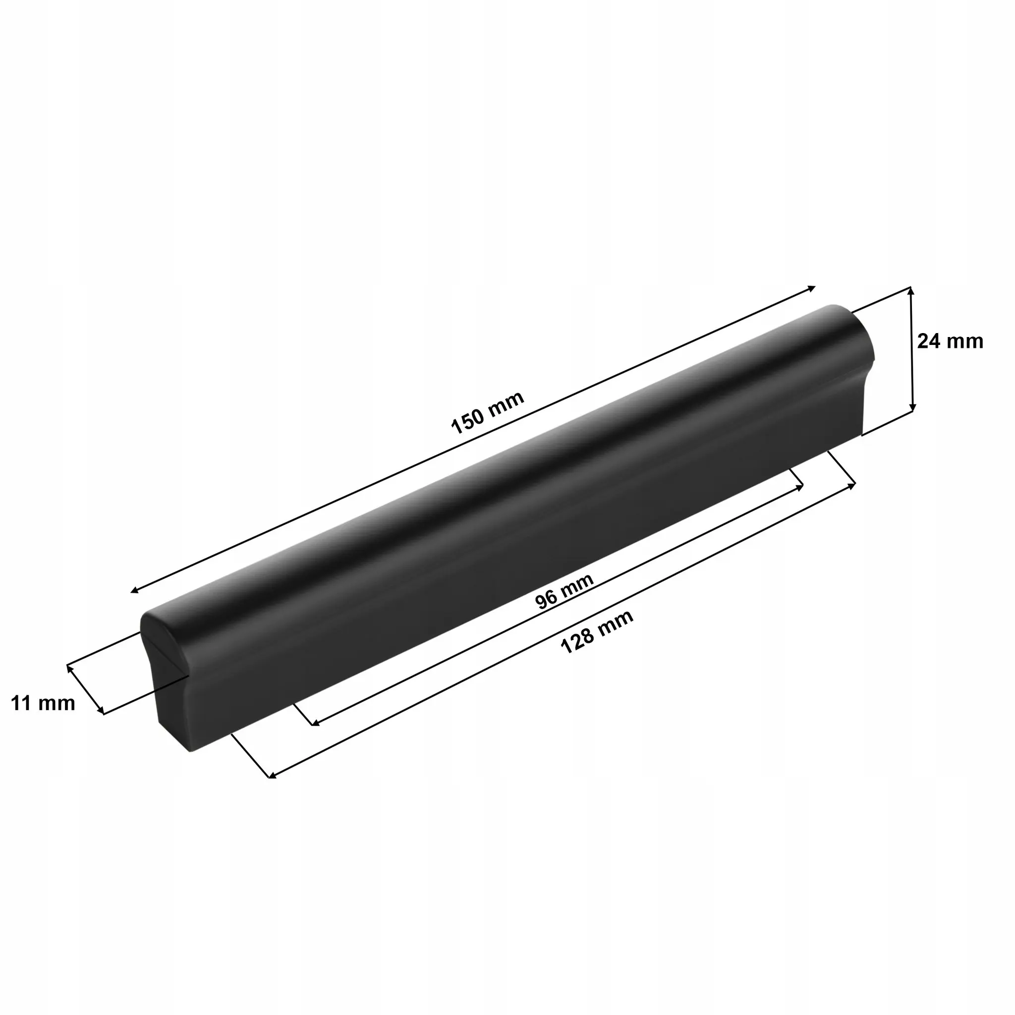 10szt Uchwyt meblowy KL Czarny mat 96mm 128mm +wkręty
