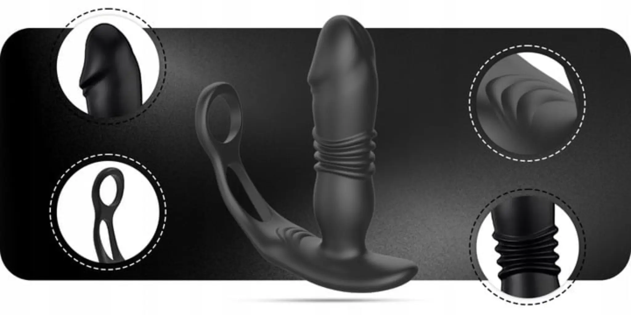 ZDALNIE STEROWANY MASAŻER PROSTATY POSUWISTY Z PILOTEM + RINGI JĄDRA PENIS