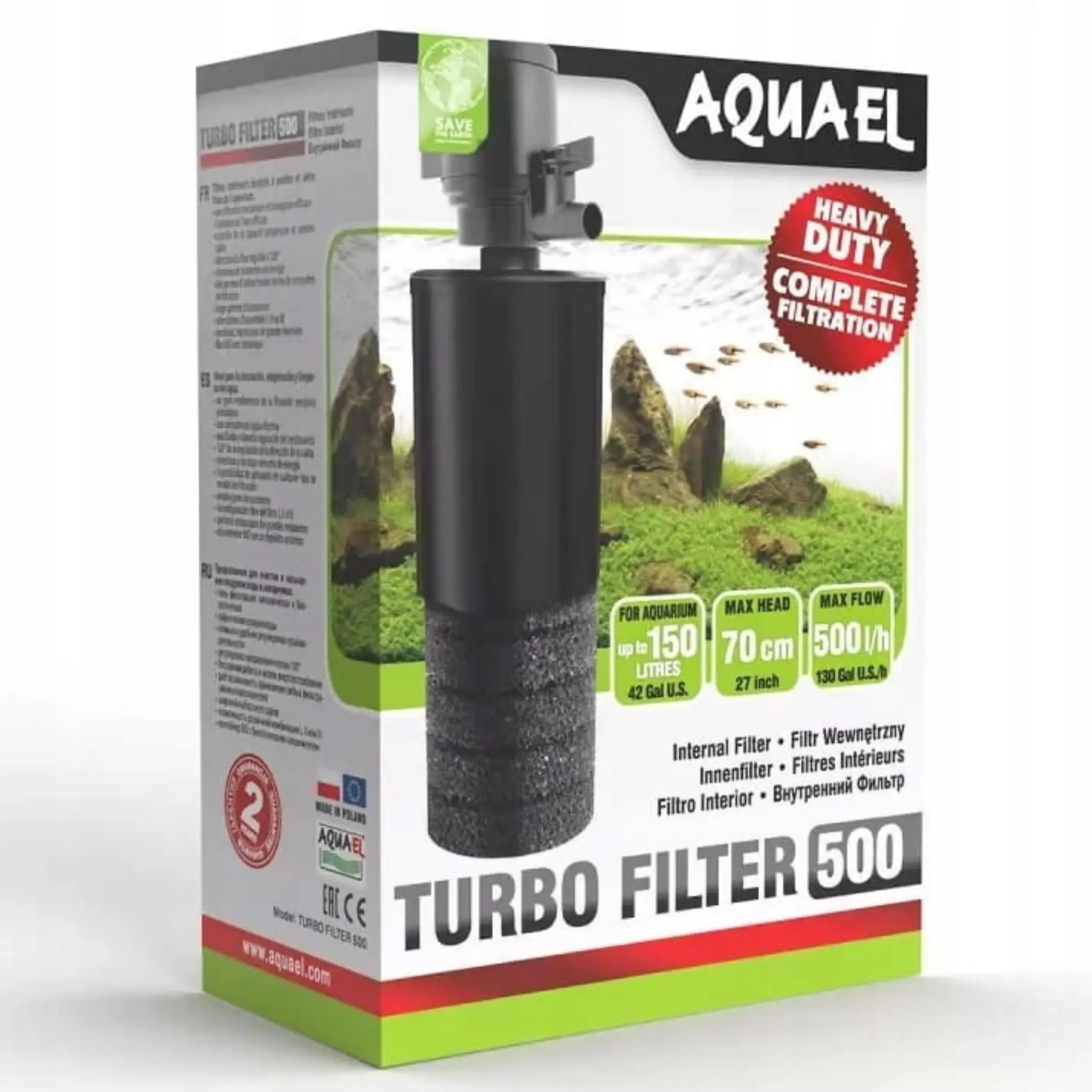 AQUAEL TURBO 500 - FILTR WEWNĘTRZNY 150L + GRATISY
