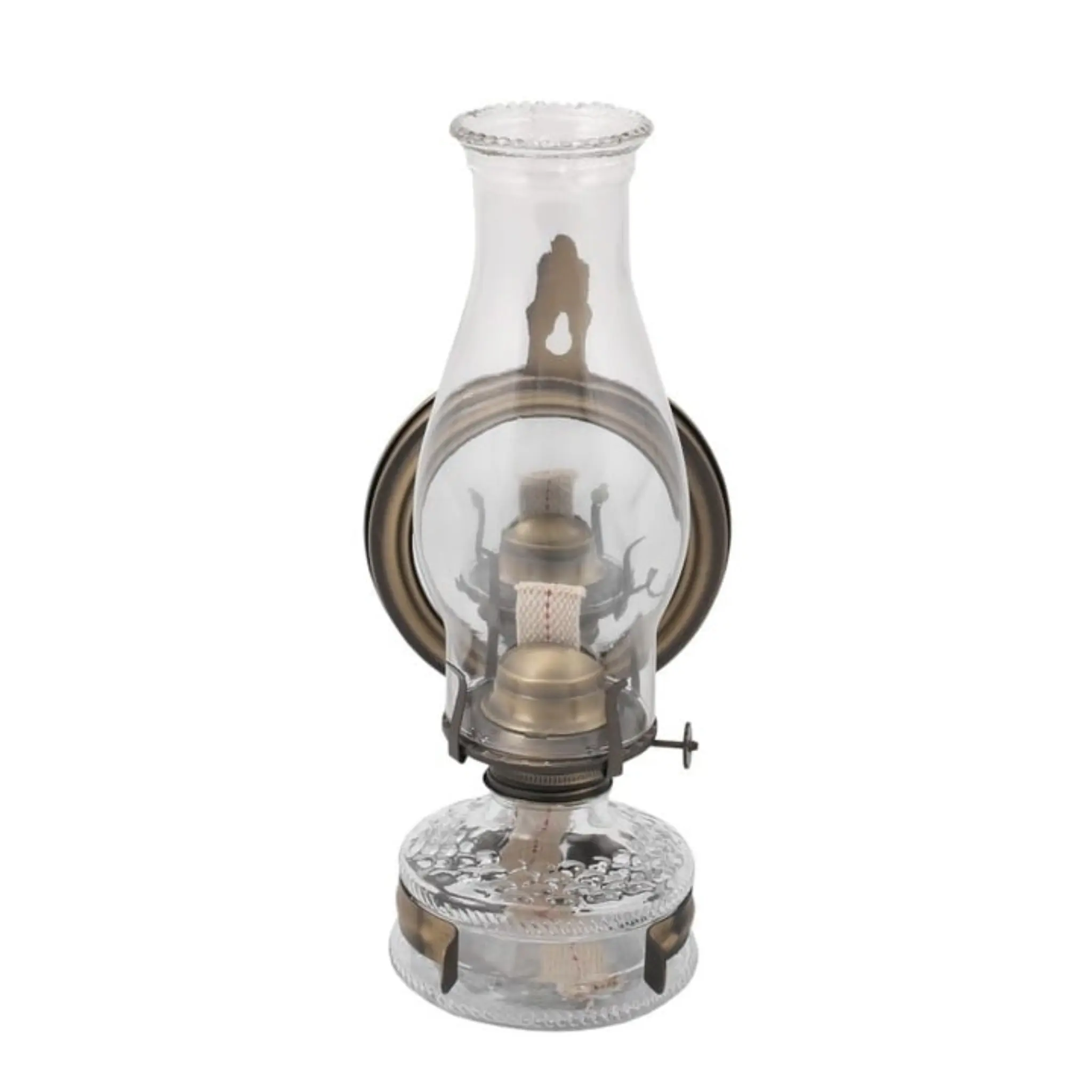Lampa naftowa 31cm z lustrem Stary Mosiądz MAXI