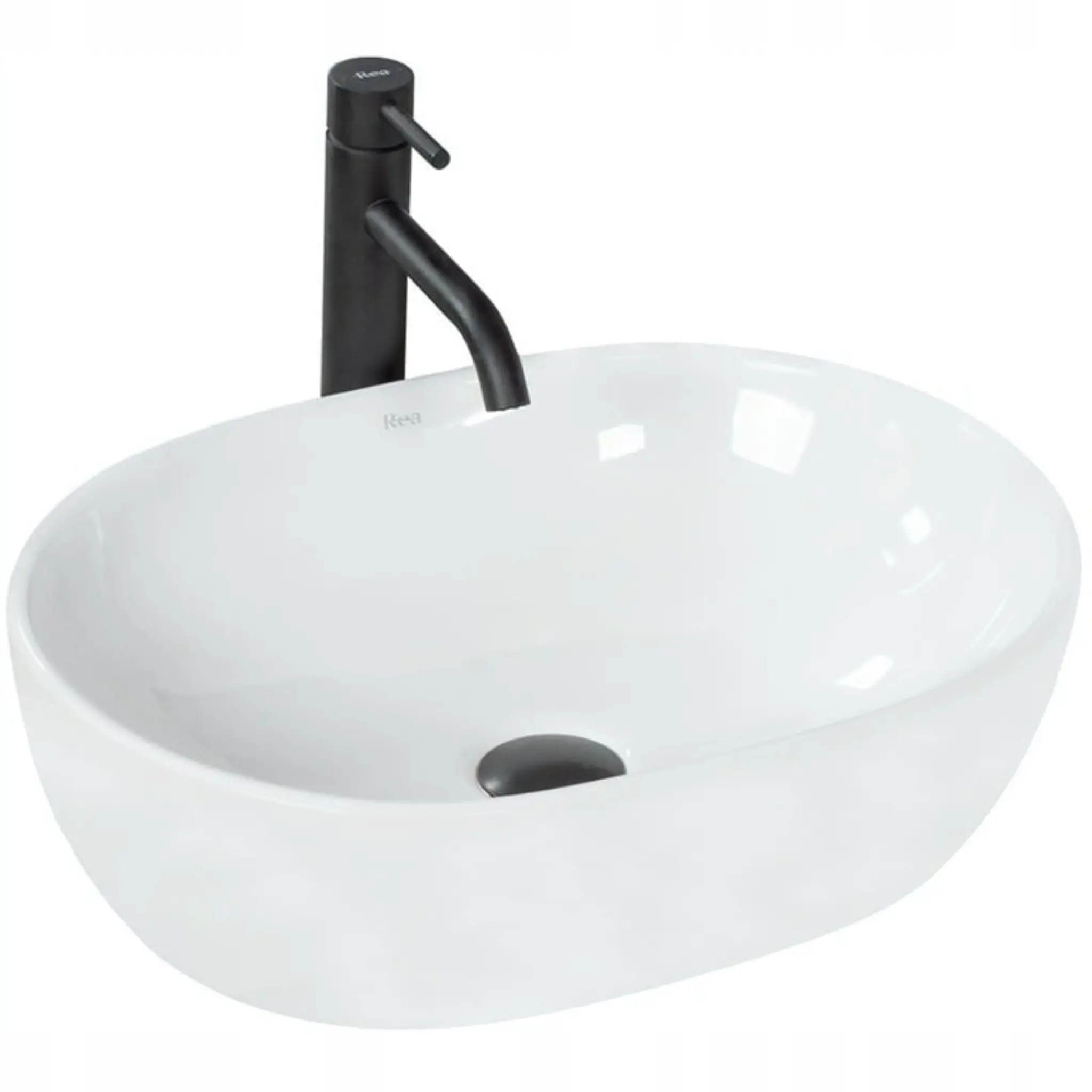 Umywalka Nablatowa Owalna Biała Rea Amelia White 48 cm