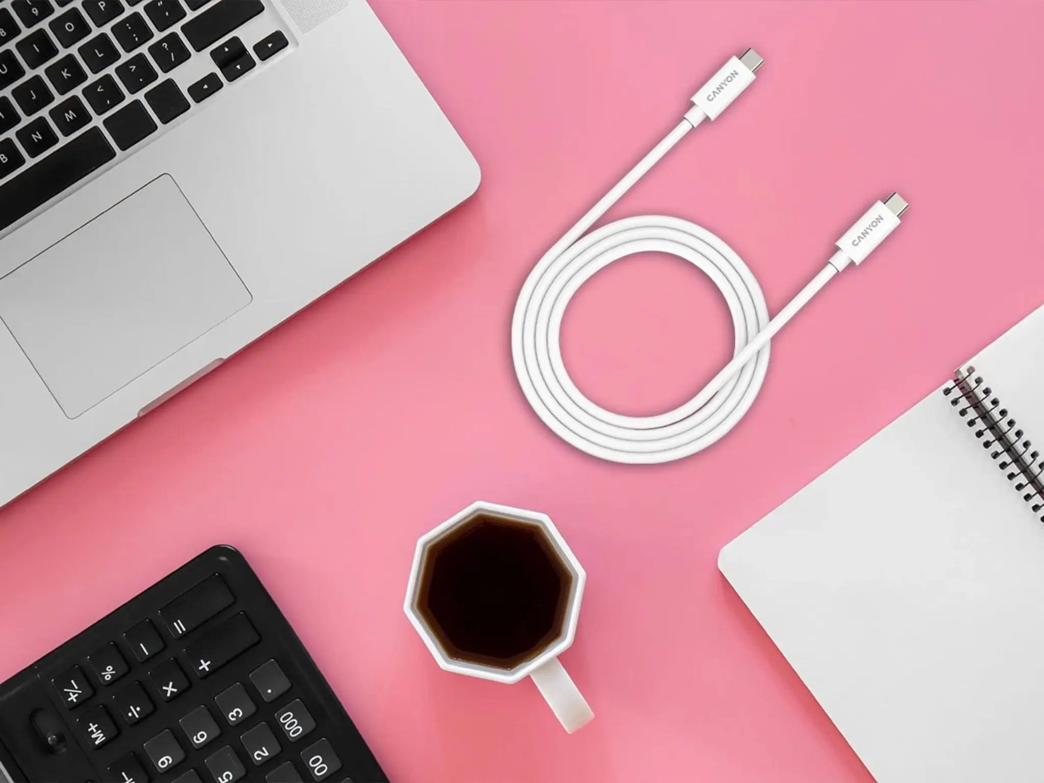 CANYON Kabel UC-44 USB-C do USB-C 240W 40Gbps 4k 1m Biały